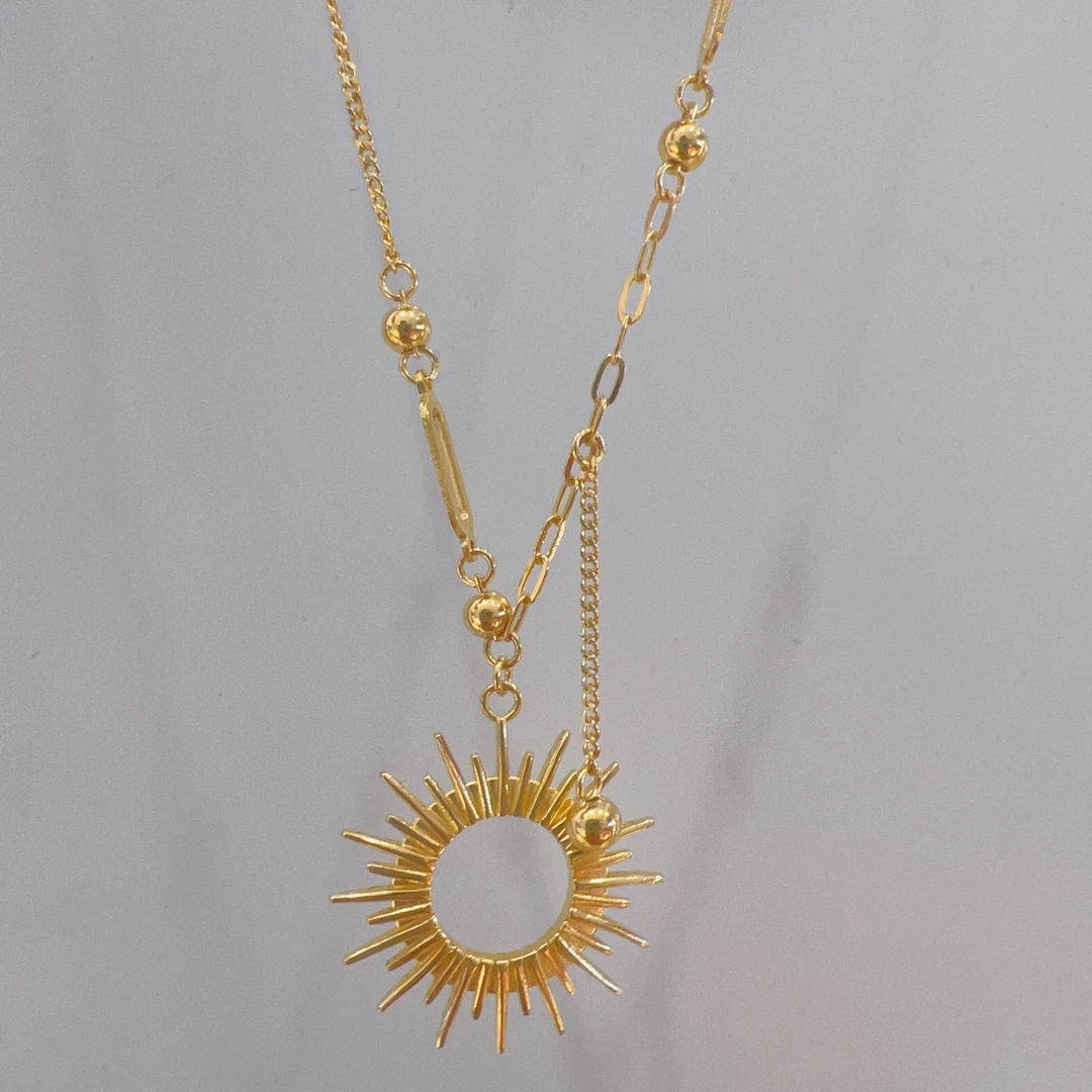 5G足金999太阳流苏套链