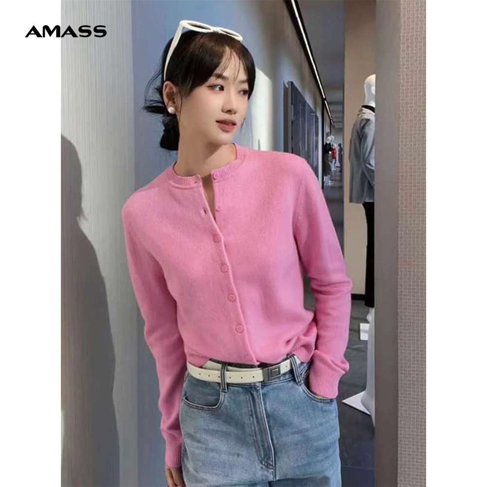 AMASS/阿玛施秋冬新款高档修身显瘦羊毛针织开衫气质内搭5499274