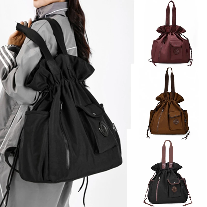 直播专属款早春新款森系可抽绳单肩双肩包男女同款防泼水花朵包