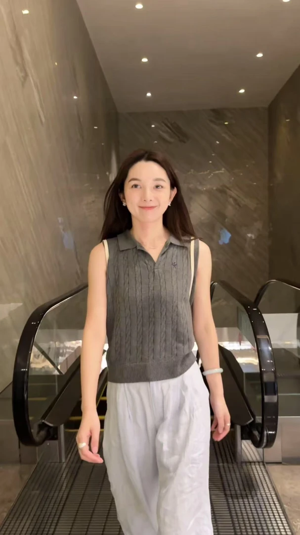 YOI MAGIS【天才女友】夏季百棉针织毛织无袖POLO领女士背心