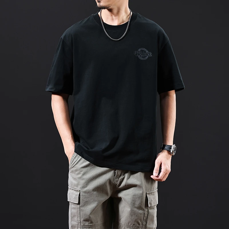 夏季重磅短袖ins纯棉T恤上衣百搭潮流宽松休闲经典夏季短袖009