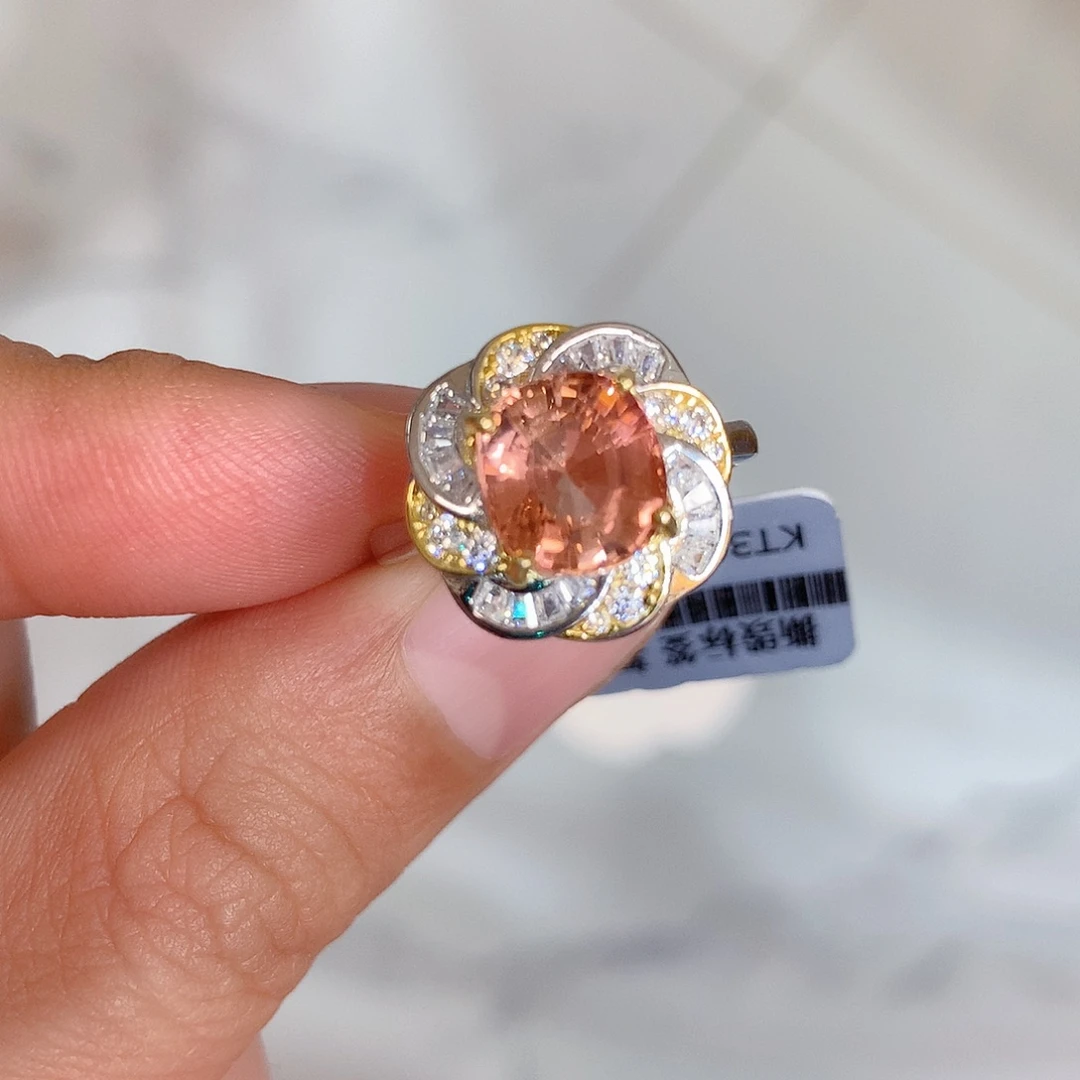 戒指戒指碧玺银S925镶嵌