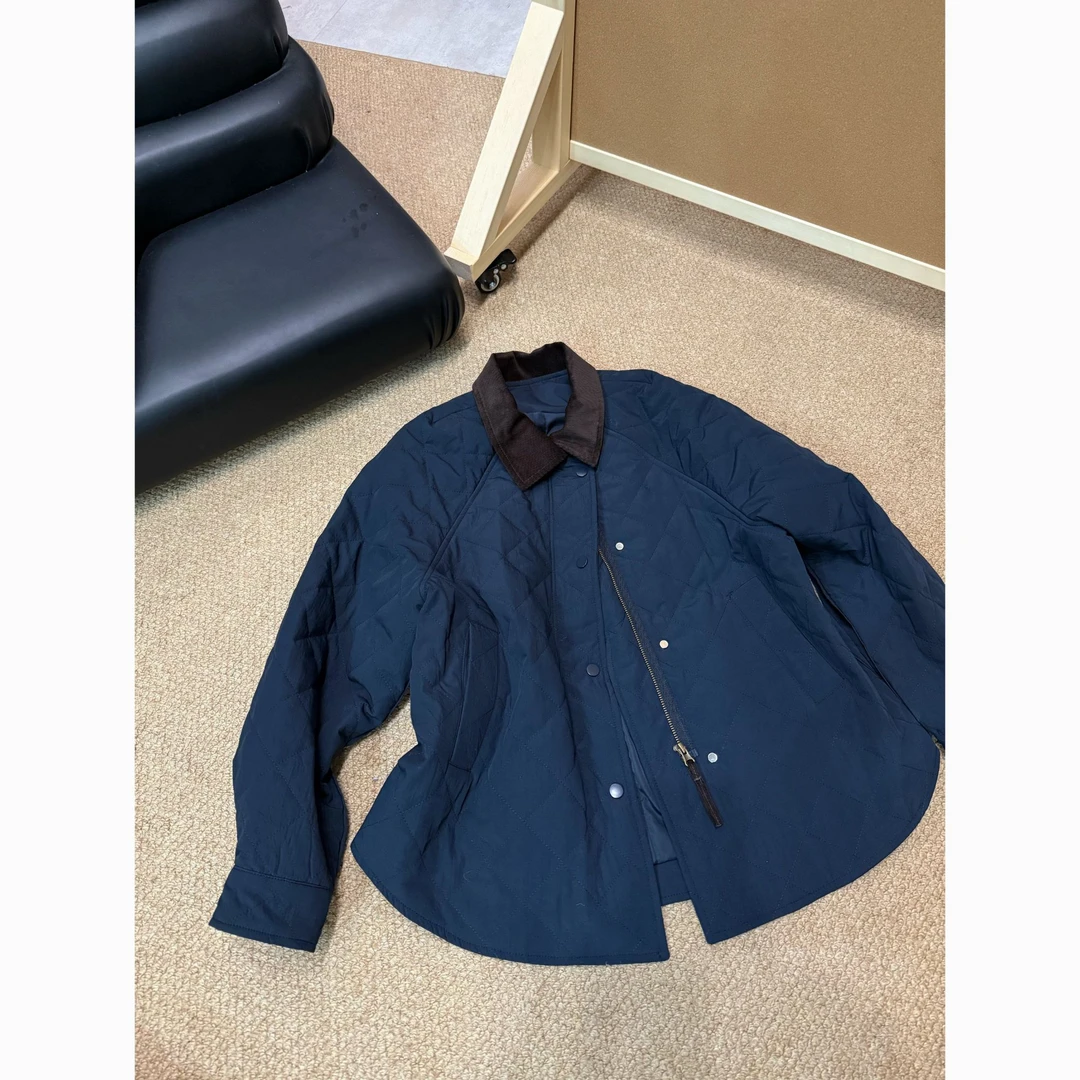 2025秋款新品【设计师款  灯芯绒领菱格棉服极简百搭洋气】