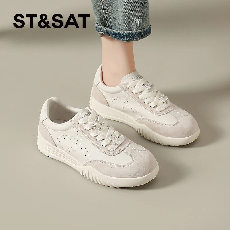 星期六夏季德训鞋女士2025新款夏季休闲鞋透气时尚轻奢流行小白鞋