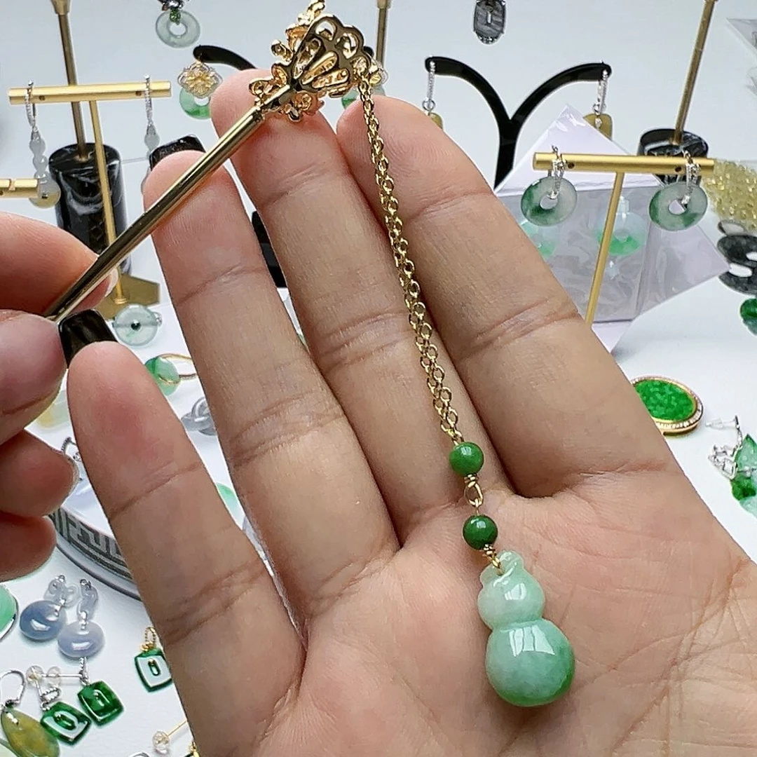 未镶嵌翡翠耳饰天然缅甸A货翡翠