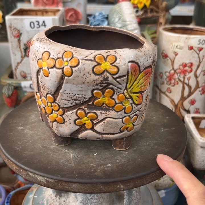紫砂花盆粗陶材质多肉花盆