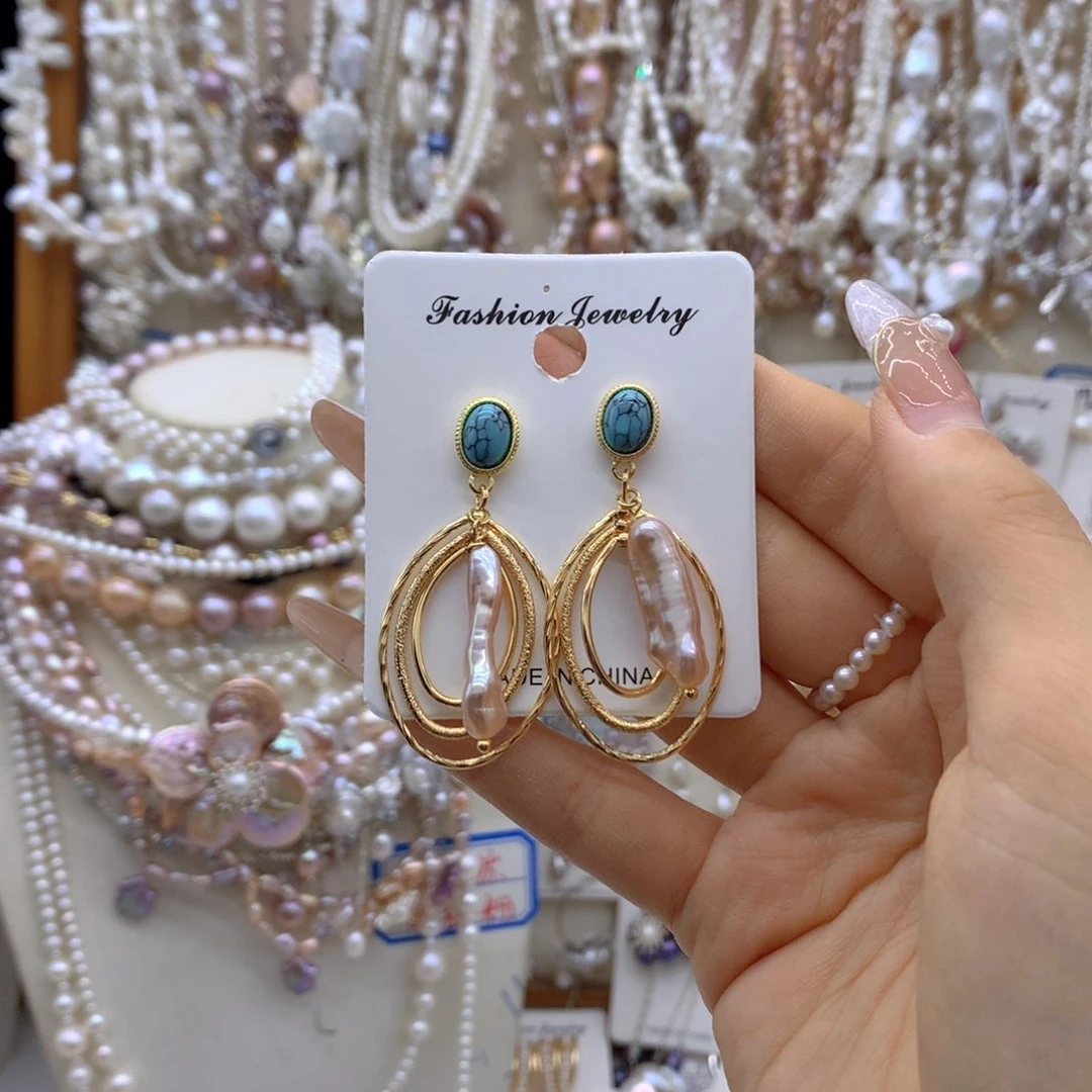 合金淡水珍珠吊坠