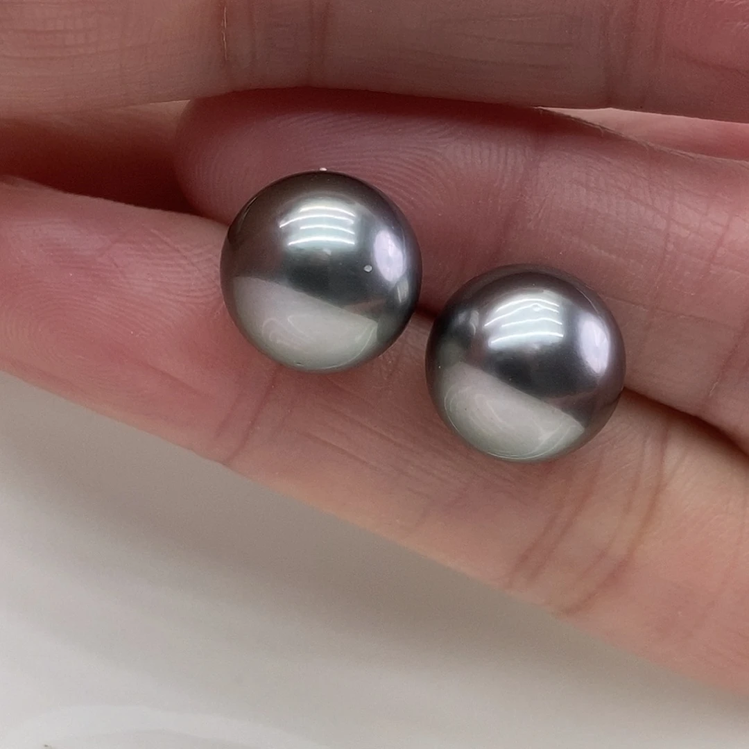 海水珍珠银S925镶嵌耳饰