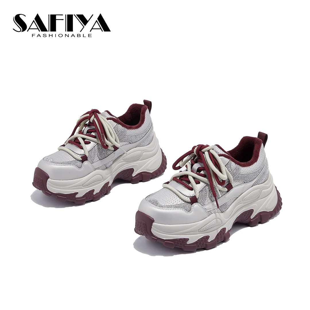 索菲娅Safiya2025冬季新款百搭老爹鞋厚底增高休闲女鞋SFD4112D75