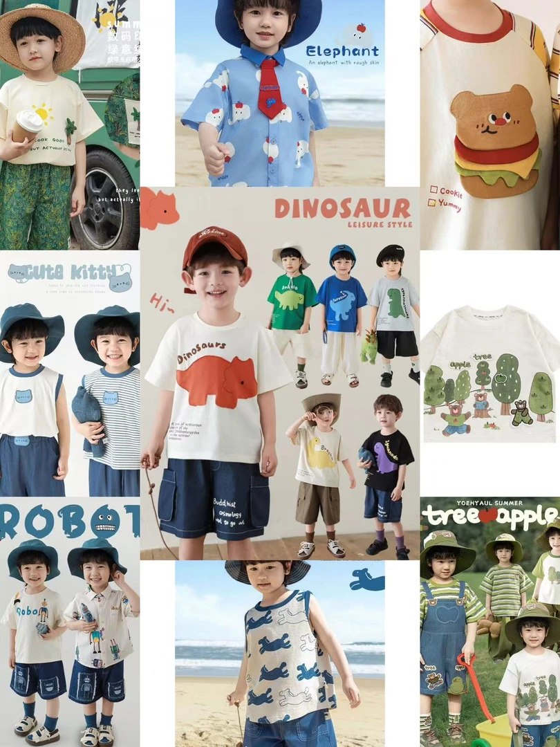 幼悠洋气卡通动漫图案凉爽系列男童多巴胺 套装夏季