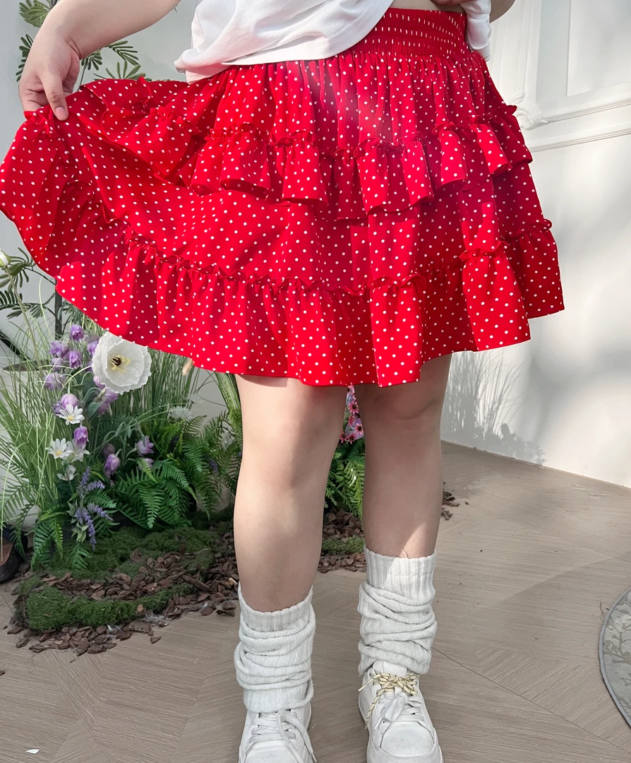 LIN/小美很忙【微醺甜心】大码女装2025夏季新款高腰半裙WLL373