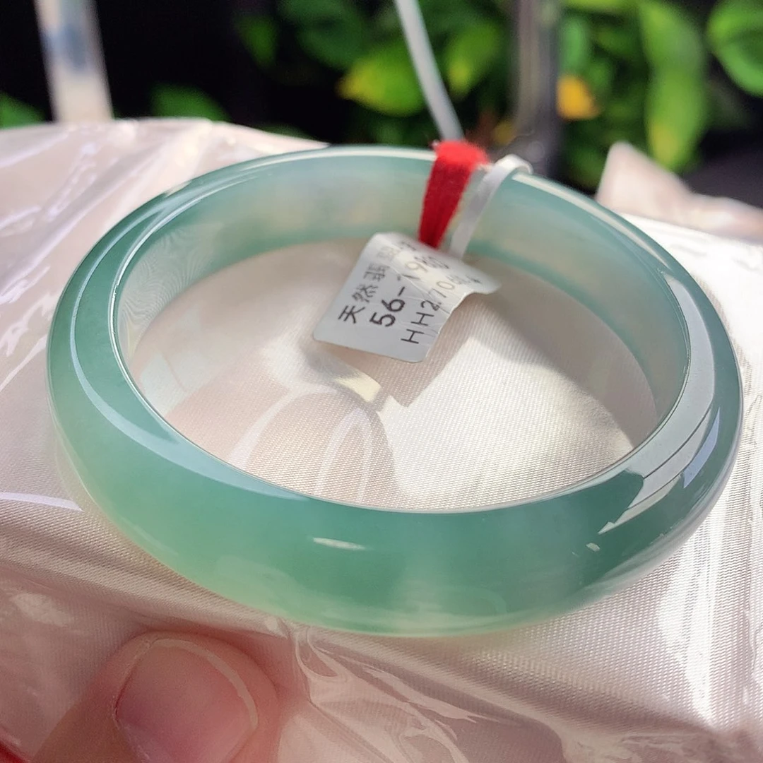 未镶嵌手镯翡翠56-57圈口满色冰湖绿显显气质7号