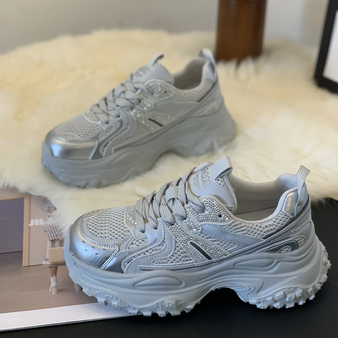 厚底时尚百搭爆款休闲鞋女2025秋季新款显脚小系带轻便简约老爹鞋