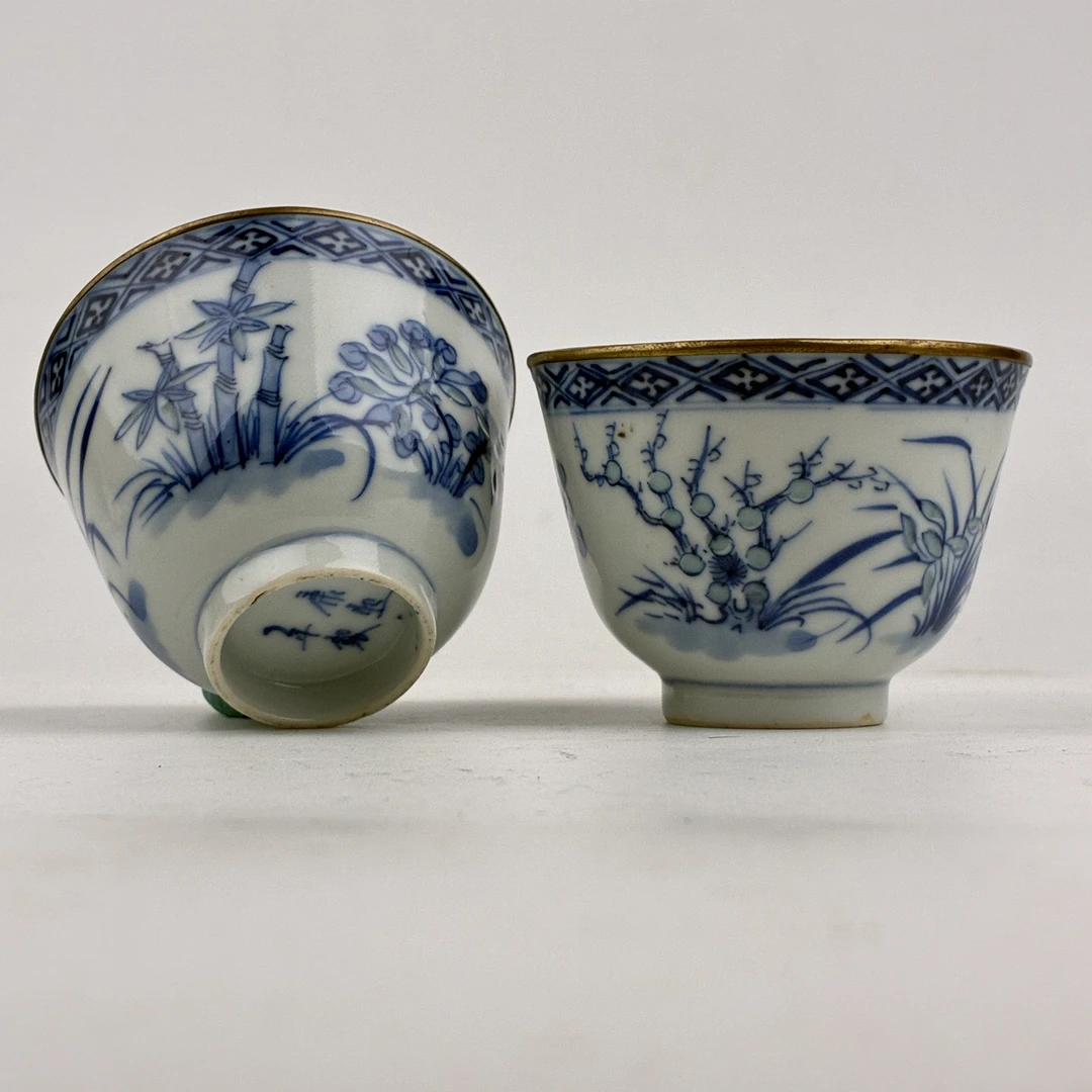 【预展链接】CY30清光绪·青花花卉纹包口杯一对