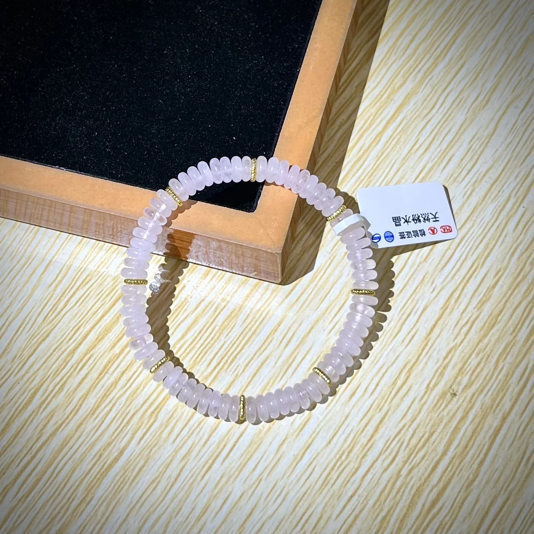 淡粉水晶药片单圈+金属隔片K494
