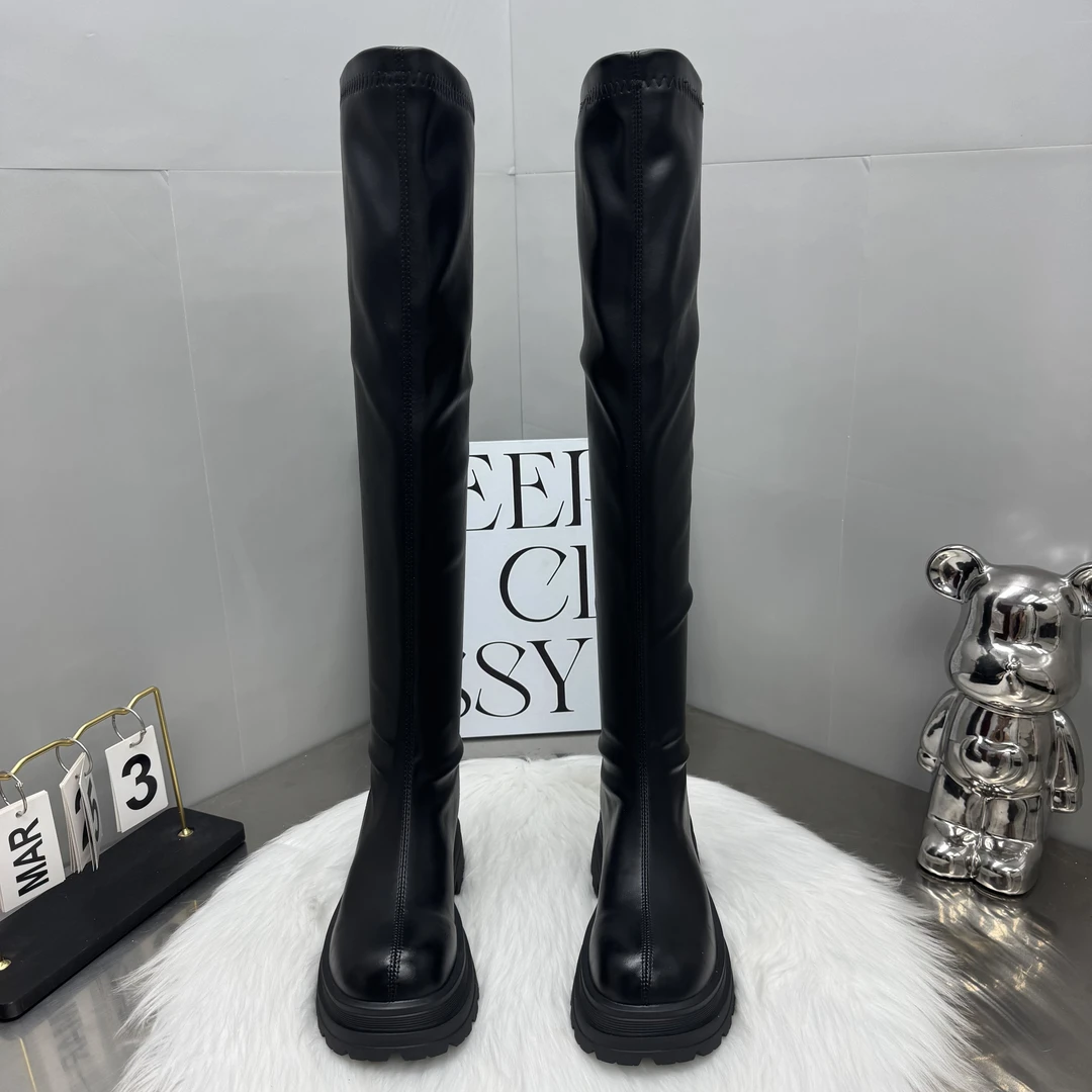 过膝靴爆款增高5CM时尚百搭瘦瘦靴加绒保暖女靴网红小个子弹力靴