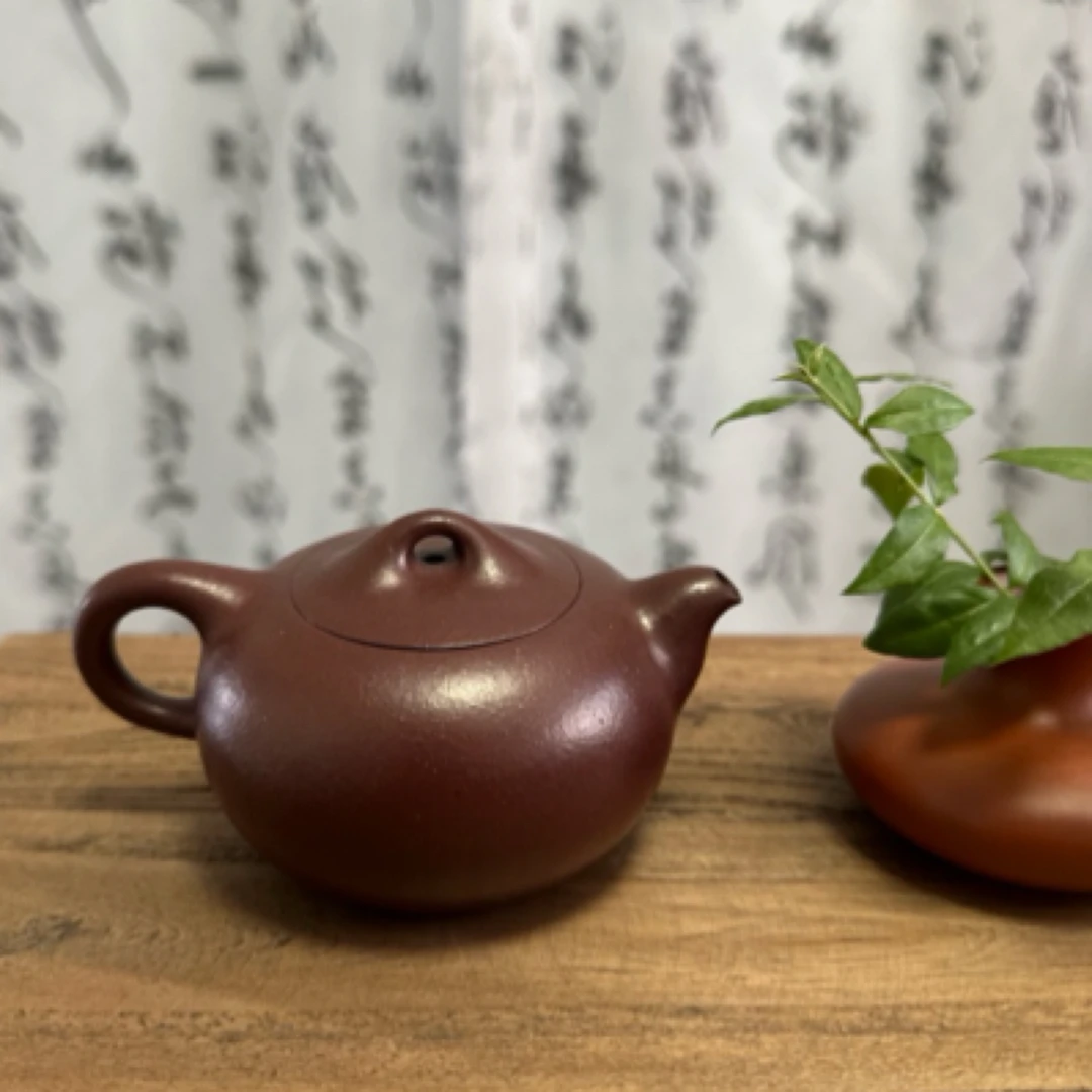 圆如意石红石黄精工半手150ml±，紫砂壶自炼泥料宜兴原矿本山茶壶
