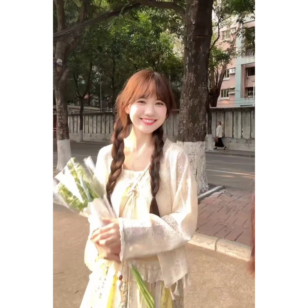 复古蕾丝花边流苏镂空开衫长袖上衣花边吊带两件套