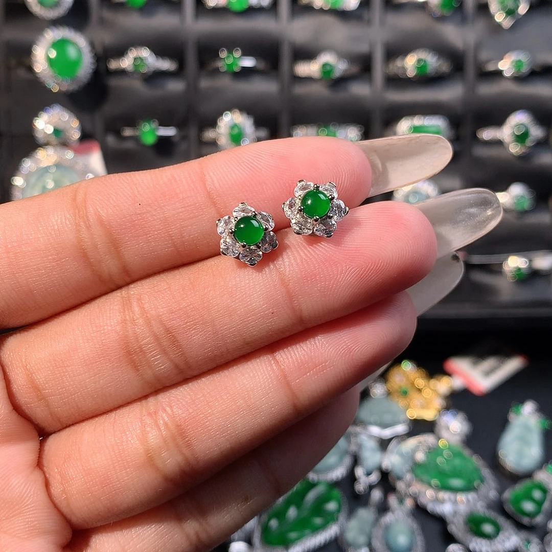 翡翠未镶嵌耳饰耳钉