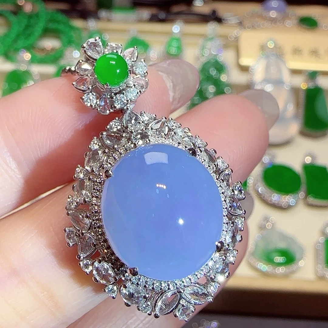 翡翠18K金镶嵌吊坠(不含链)