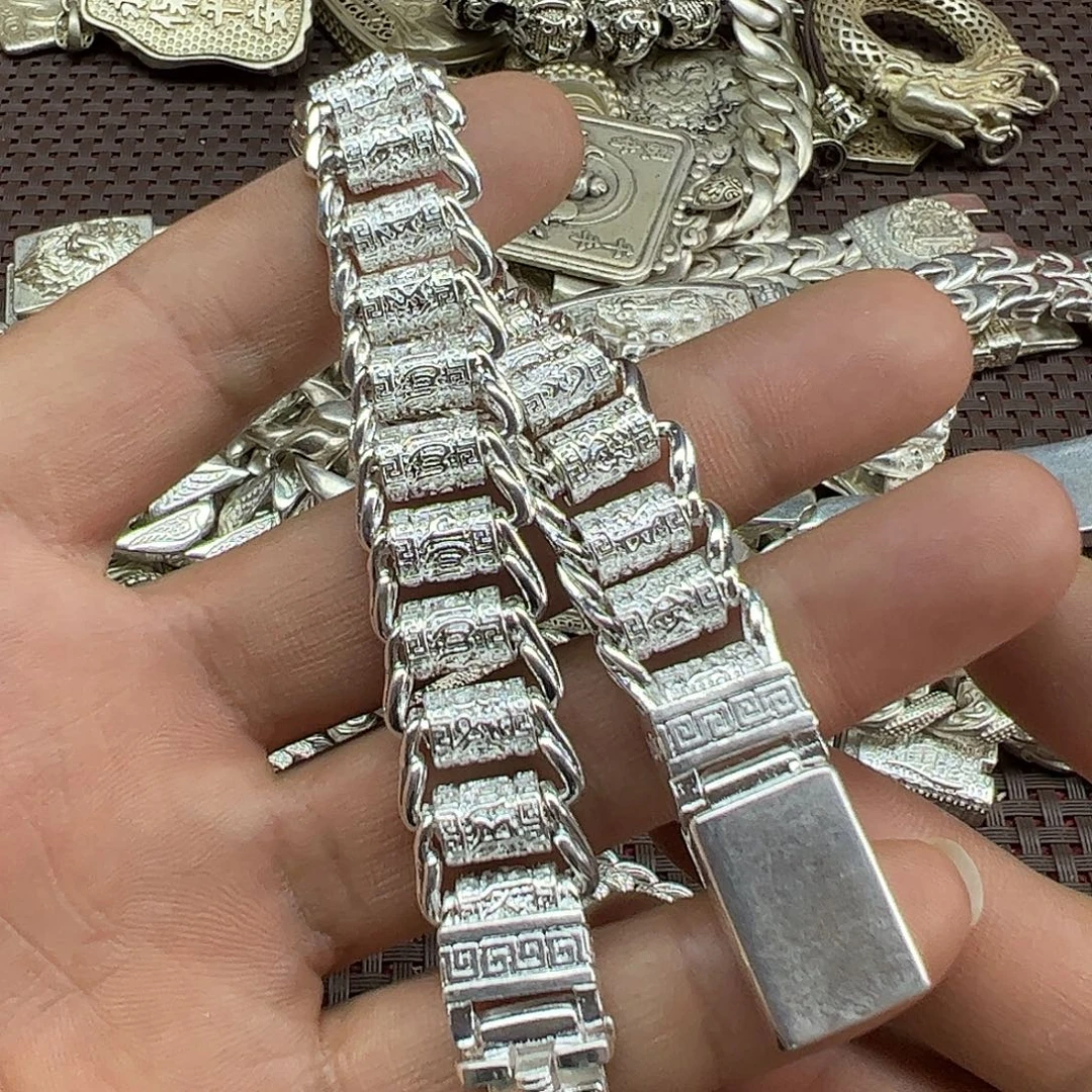 老银、足银转经筒手链