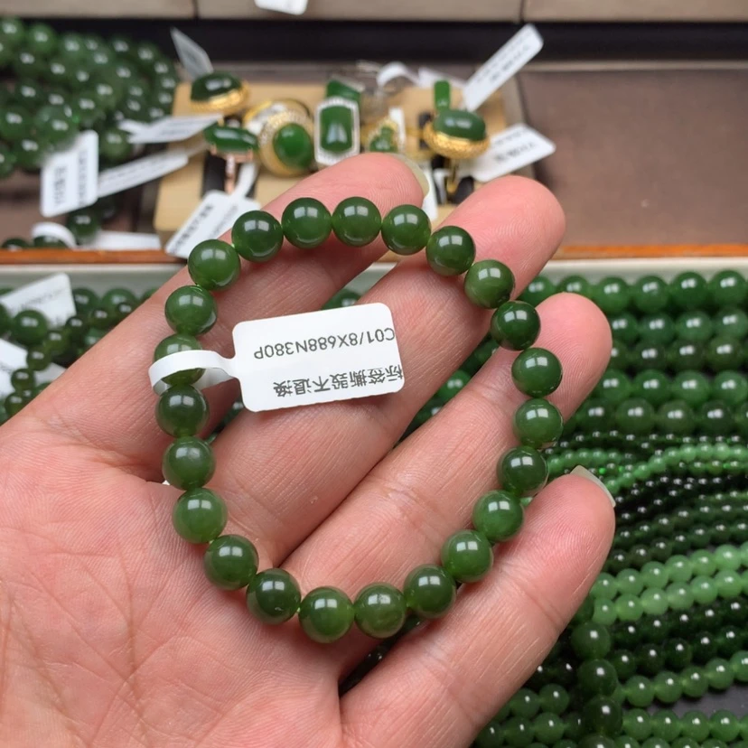 【闪购商品】手串未镶嵌和田玉（碧玉）可*兔8