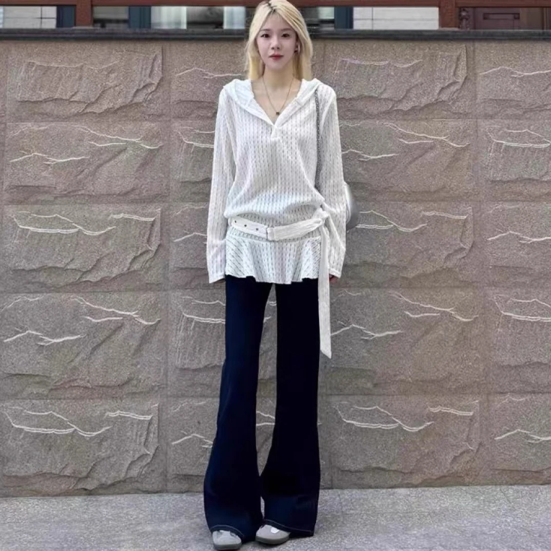 大码微胖长袖针织衫女装秋季2025新款设计感小衫胖MM宽松连帽上衣