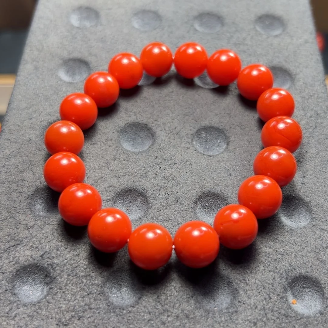 南红玛瑙杨柳冷水河料南红手串尺寸11m m未镶嵌