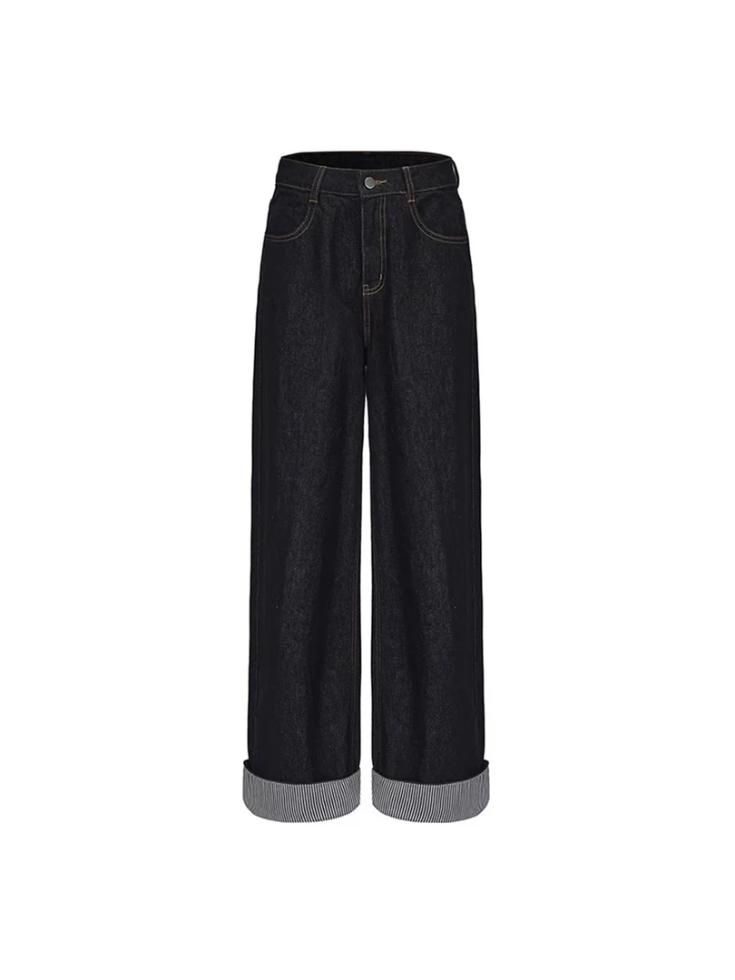 【ZS推荐】LACERTA 牛仔条纹折边脚口阔腿裤  LWR03FI09