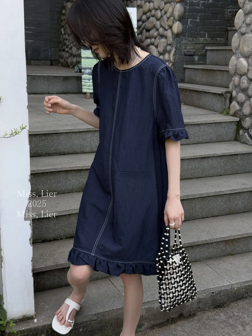 R1189【PINGJIE】2025高货连衣裙韩版时尚休闲潮流舒适百搭洋气裙子
