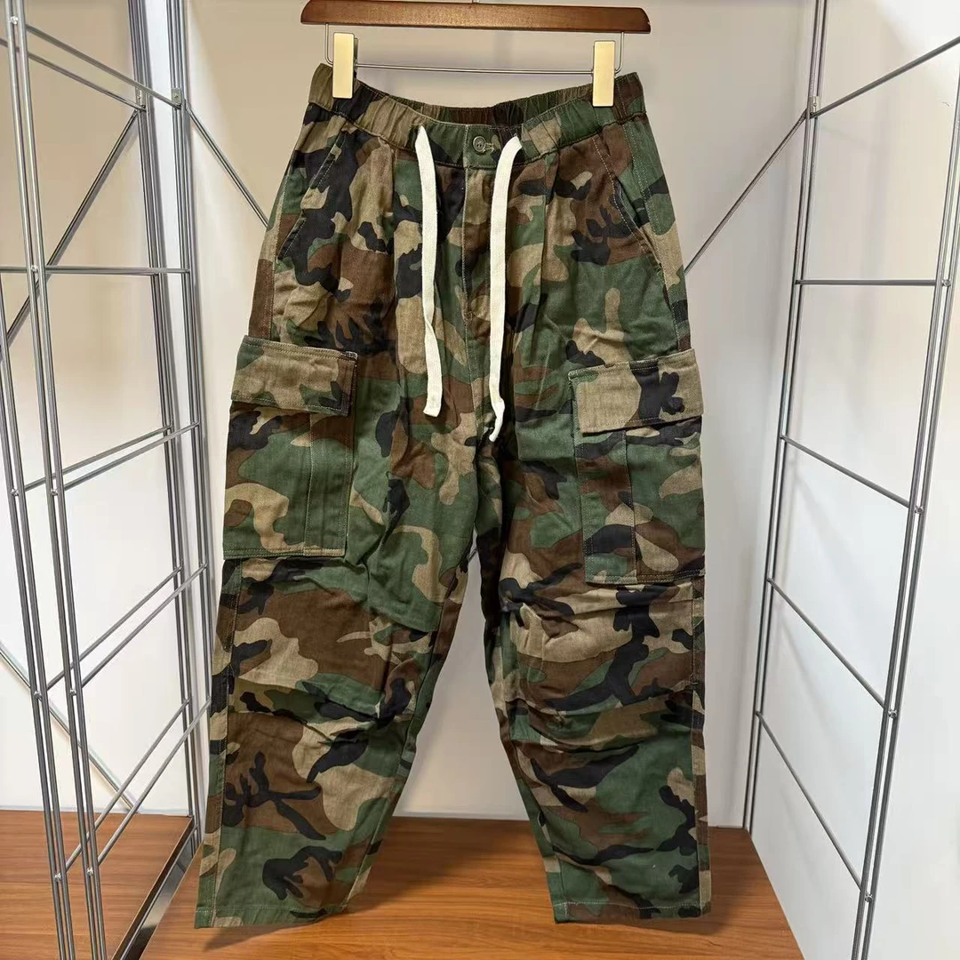 迷彩工装裤休闲裤复古男式宽松重磅488g日系锥形阔版