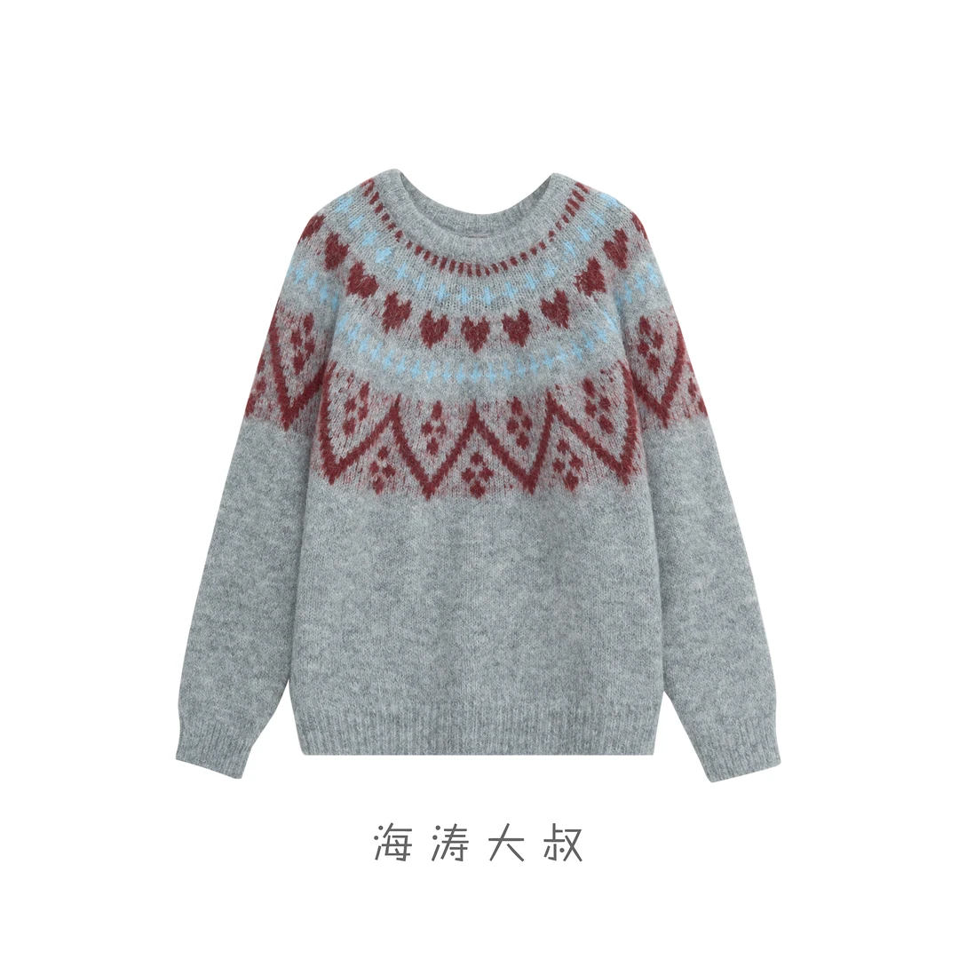 【海涛大叔】「心动降临」爱心费尔岛圆领毛衣MJA676