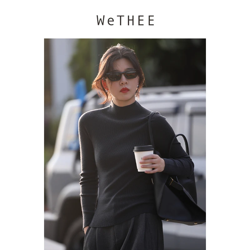 WeTHEE 本季主推 可机洗扬子纱18针全羊毛针织打底高级石墨灰多色