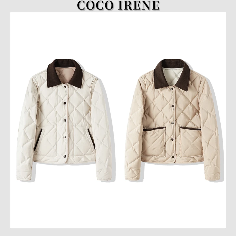 COCO IRENE【两面穿】90白鹅绒双面穿 短款轻鹅绒服女