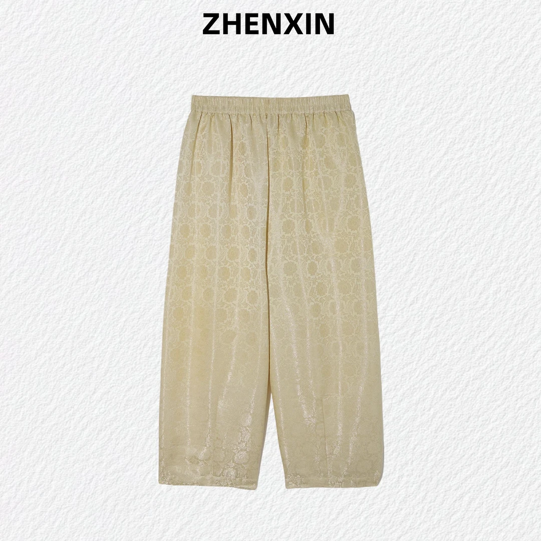 真丝七分裙南瓜裤裤灯笼裤桑蚕丝冠乐锻春秋百搭时尚休闲气质