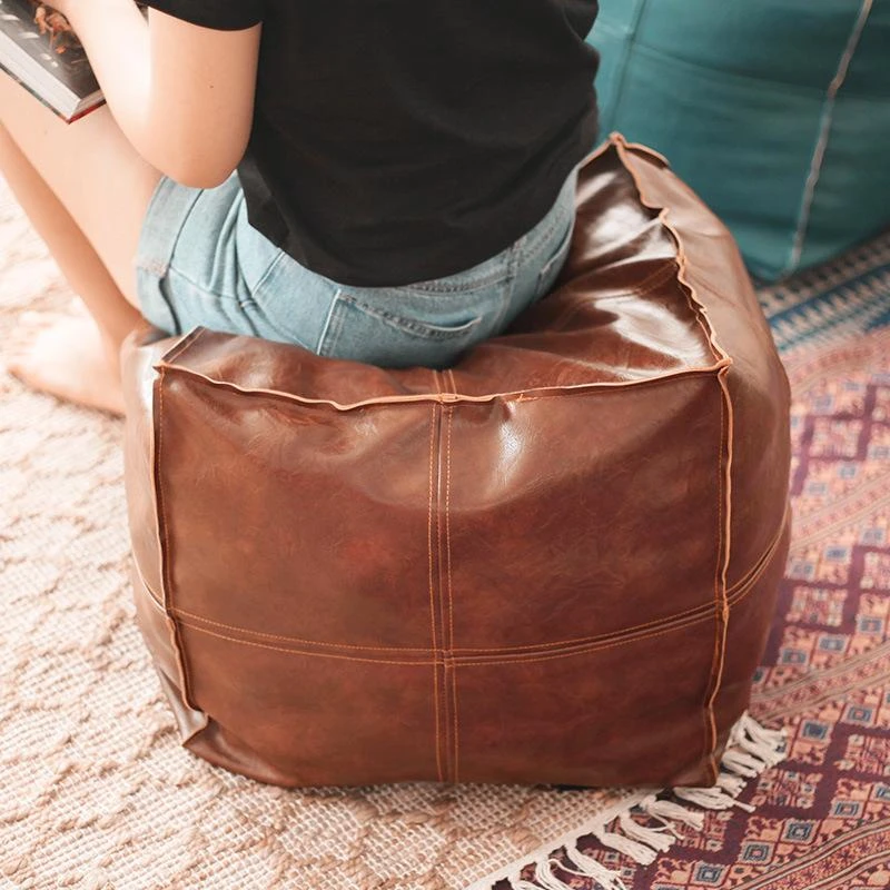 美式收纳坐墩皮质蒲团客厅卧室收纳袋懒人收纳换鞋凳防水防刮耐磨