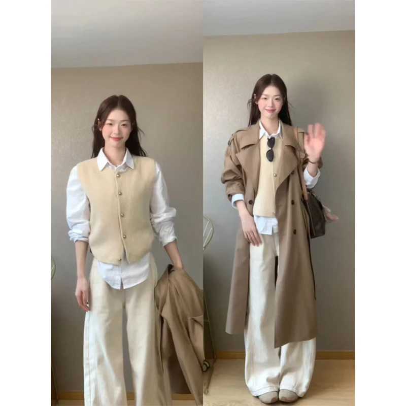 ZXLSTUDIO 巴黎旧梦经典廓形大翻领双排扣中长款气质风衣外套女