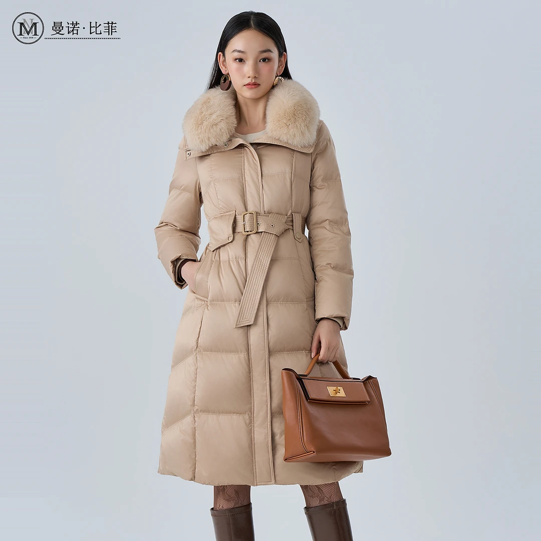 【小七专属】冬季大毛领收腰长款羽绒服外套MFDI143105