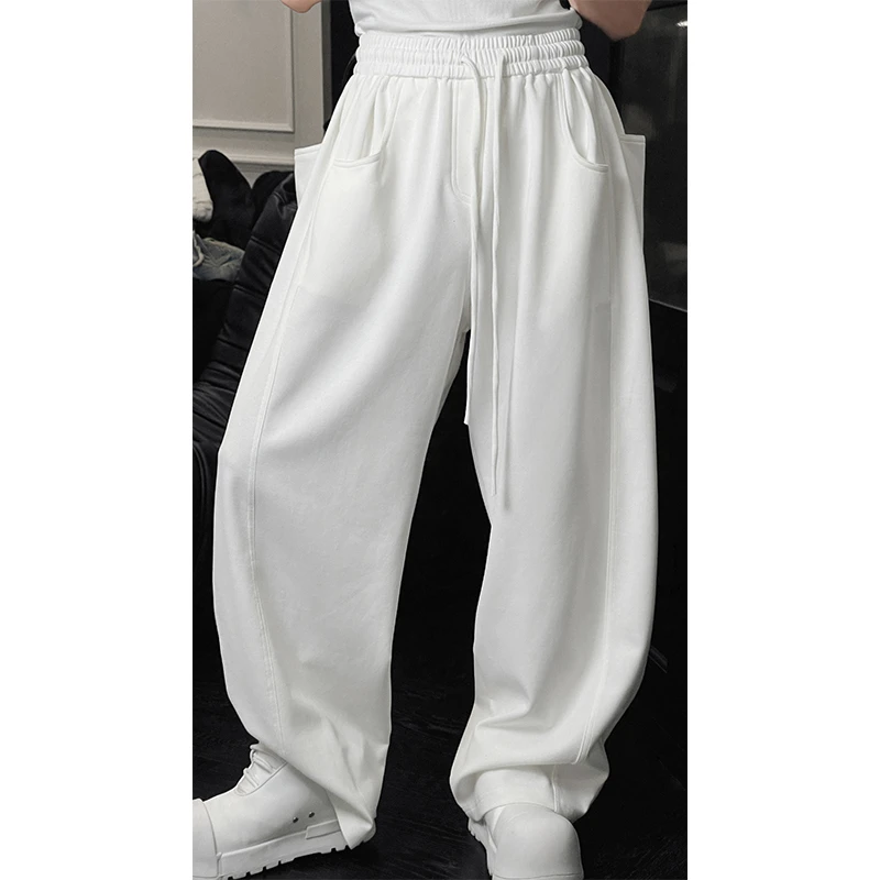 新款美式休闲设计款垂感抽绳卫裤男宽松直筒百搭休闲裤长裤