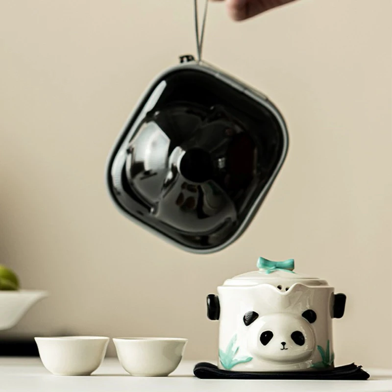 小熊猫一壶两杯旅行茶具099