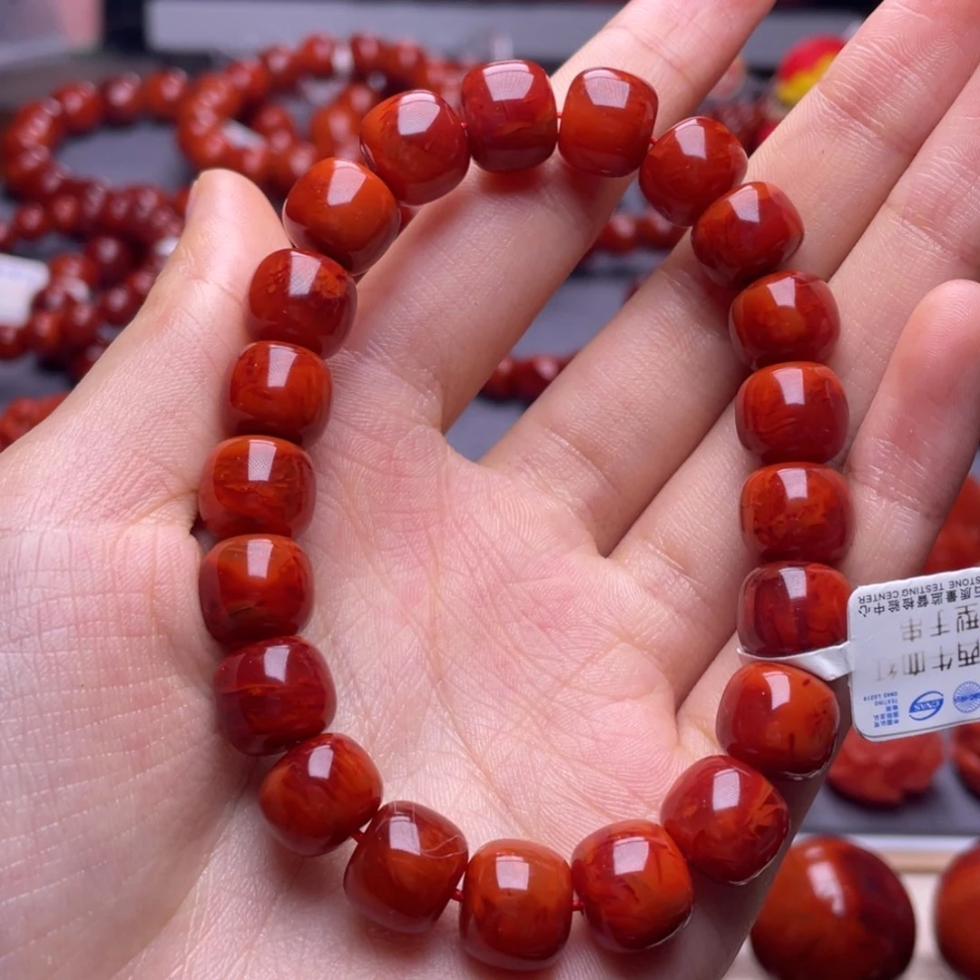 南红玛瑙其它未镶嵌渡*11mm顶品瓦西火焰纹老型手串