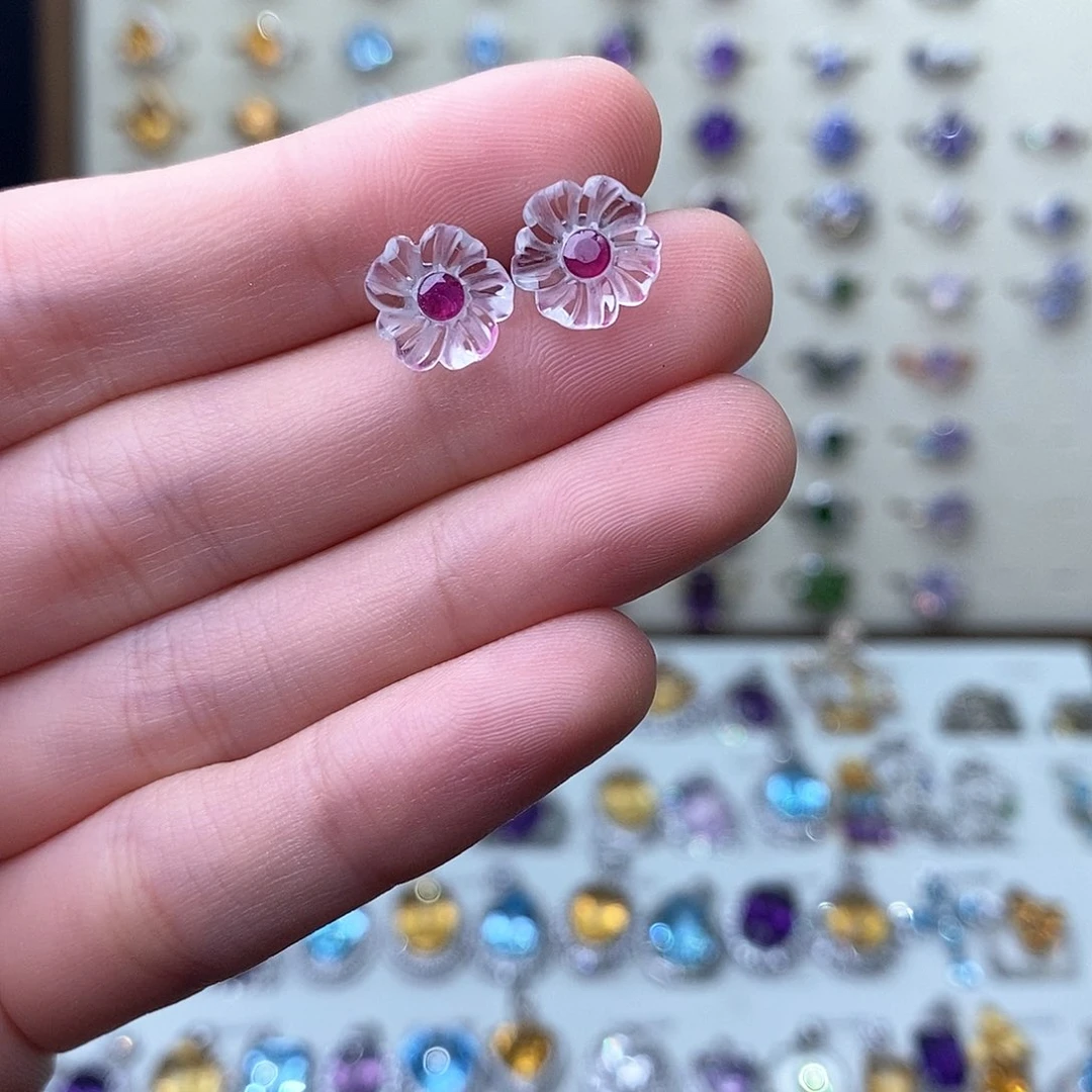 水晶耳饰银S925镶嵌（需要证书备注）