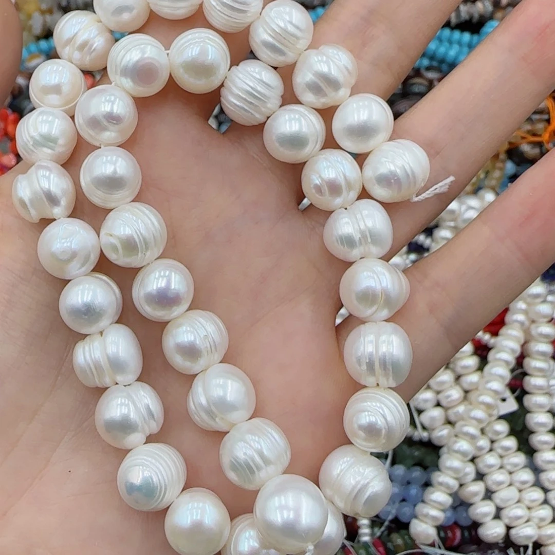 玛瑙/玉髓未镶嵌珠宝半成品淡水珍珠汉堡珠一条