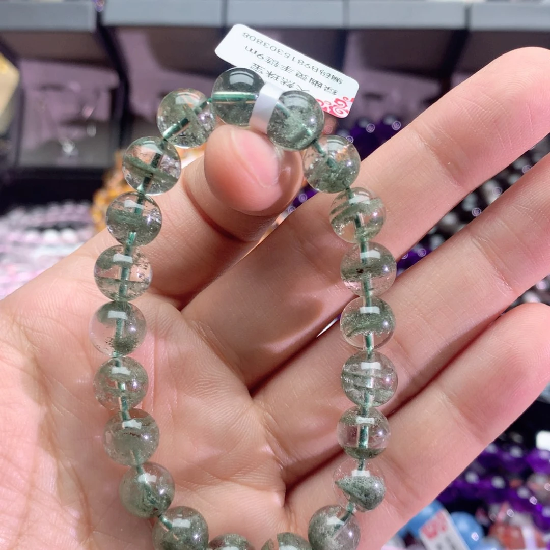 水晶手串未镶嵌相****尘绿幽灵手链9+