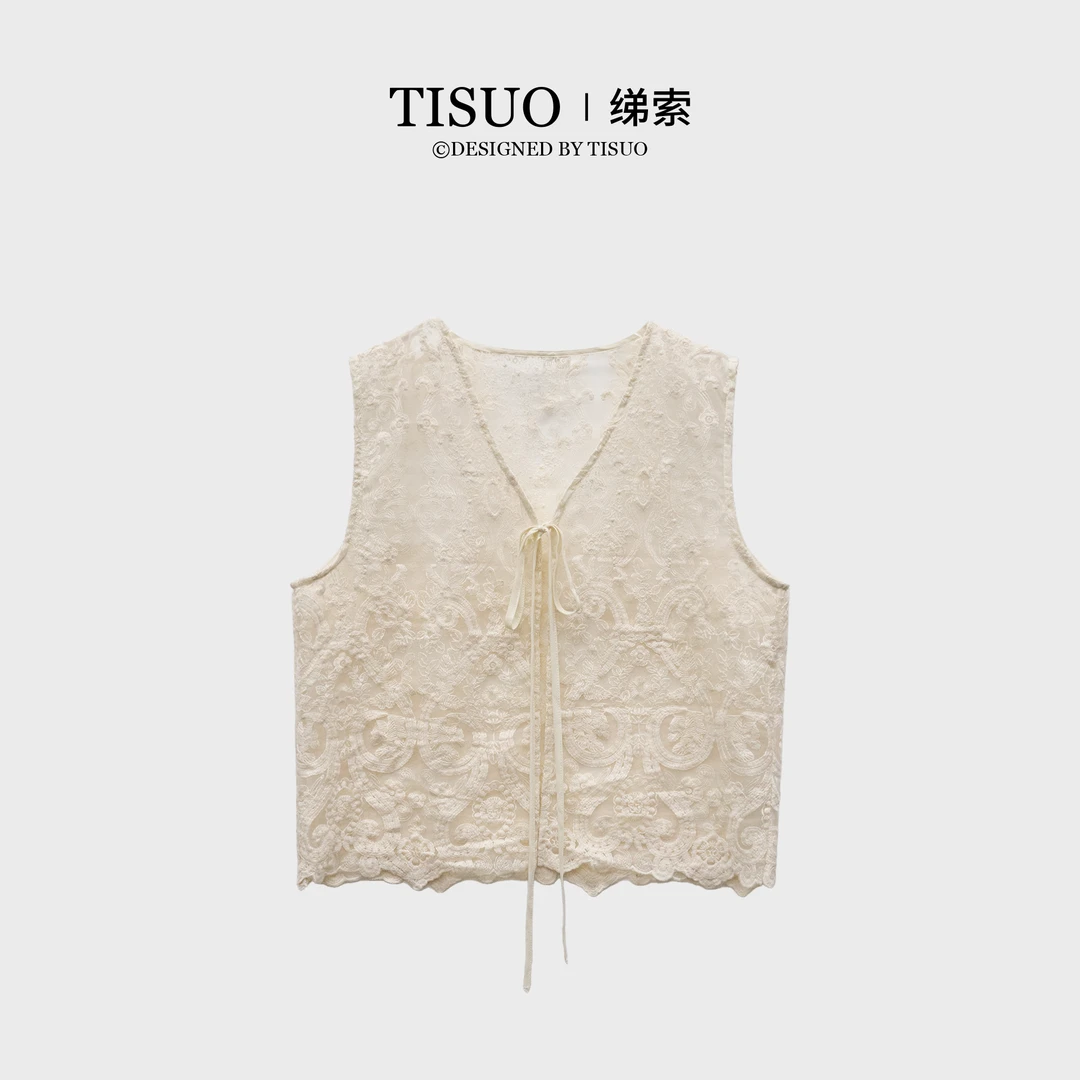 TISUO/绨索法式复古百搭蕾丝马甲TS530322