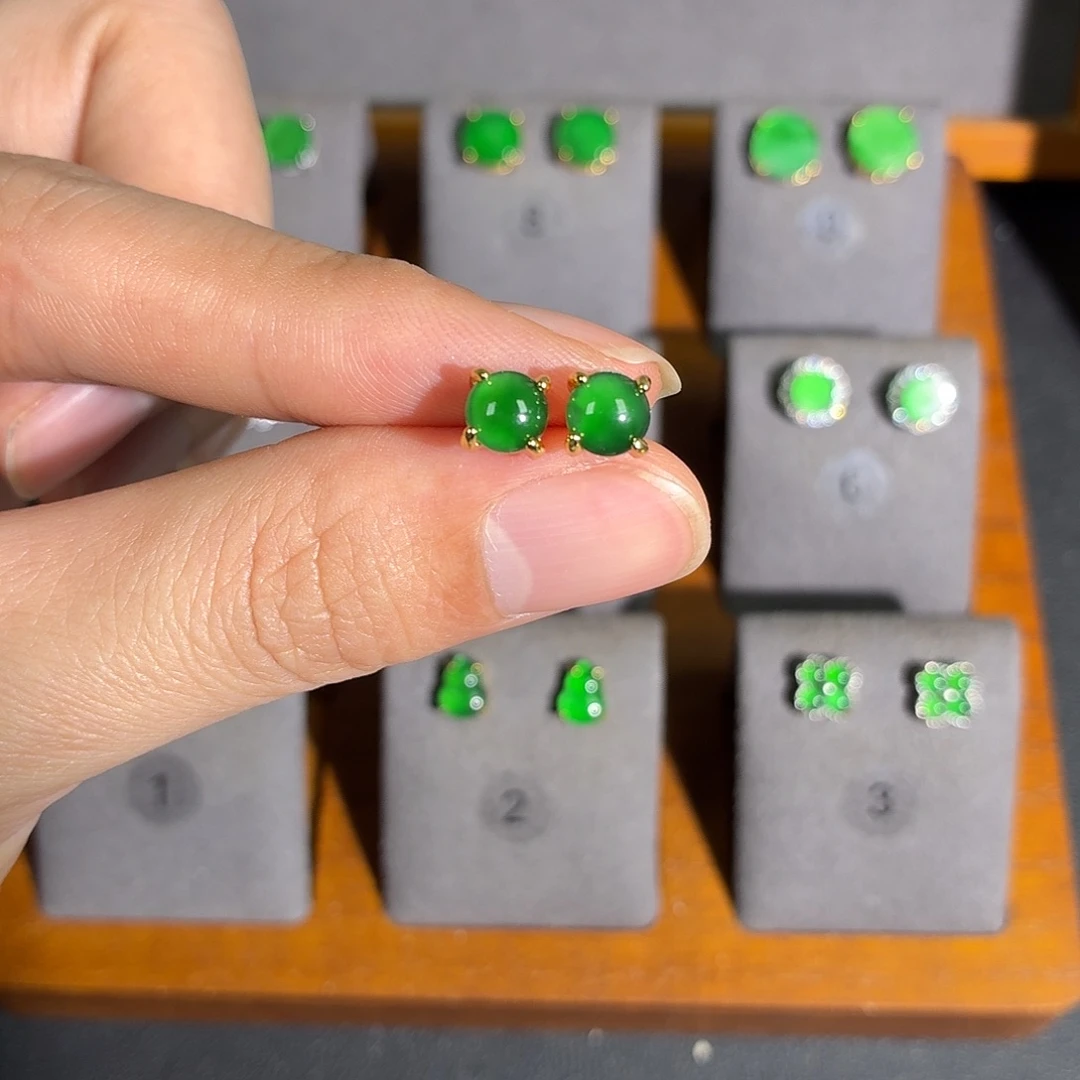 翡翠银S925镶嵌耳饰耳饰