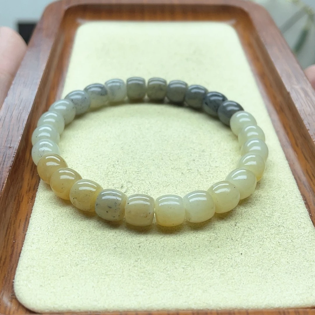 未镶嵌戒指和田玉糖青花老型直切手串