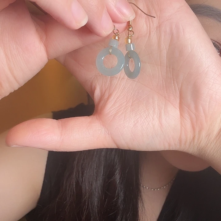 翡翠未镶嵌颈饰甜甜圈耳饰