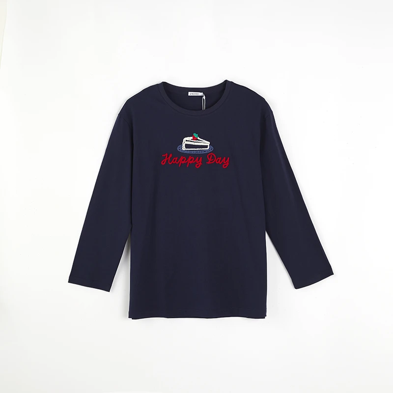 Lagogo/拉谷谷LAGOGO拉谷谷专柜新款藏青色套头圆领卫衣时尚