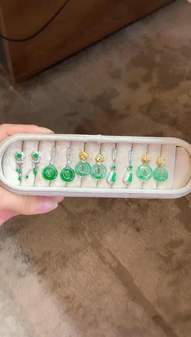 【彩虹盘】翡翠耳饰-18K金-多样性发一件-ZDJ008|CXQ21